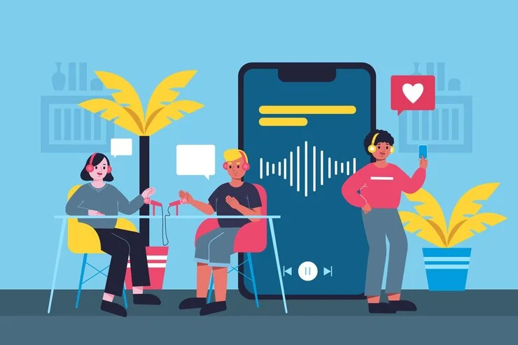 people recording listening podcasts 23 2148779325