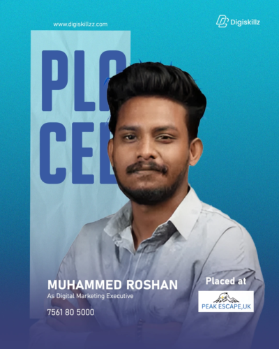 Roshan — DigiSkillz Kochi digital marketing graduate placed in Dubai