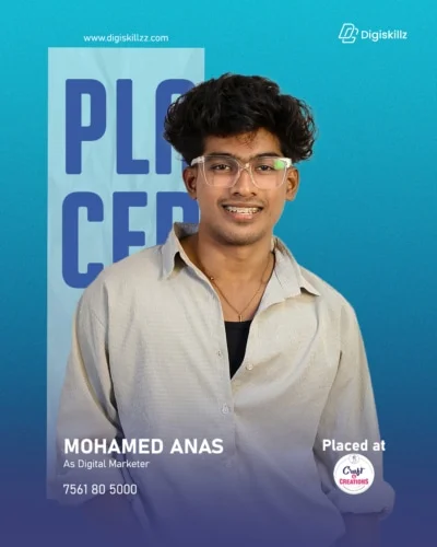 Anas — DigiSkillz digital marketing graduate placed from Kottakkal