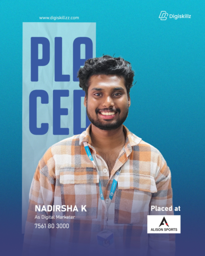 Nadhirsha — DigiSkillz digital marketing graduate placed from Manjeri