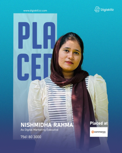 Nishmidha — DigiSkillz digital marketing graduate placed from Manjeri